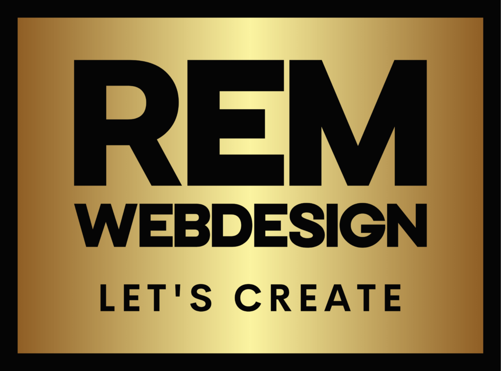 REM Webdesign Websites ontwerpen en beheren die klanten opleveren - logo zwart/goud- klein