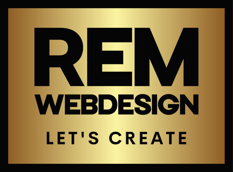 HOMEPAGE REM Webdesign Websites ontwerpen en beheren die klanten opleveren - logo zwart/goud- klein